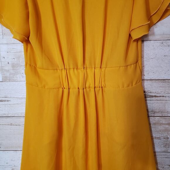 Flowy Fairy Tunic Agaci Mustard Vest Shirt Dress High Low Hem Boho Womens Small - Picture 6 of 10